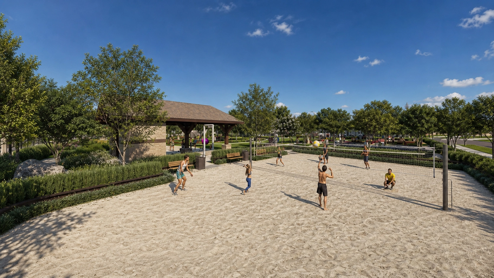 Commercial rendering with resort amenities