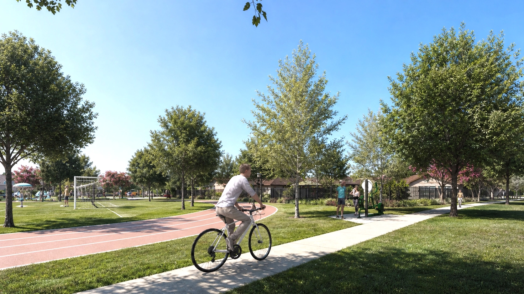 Park architectural rendering for commercial property marketing