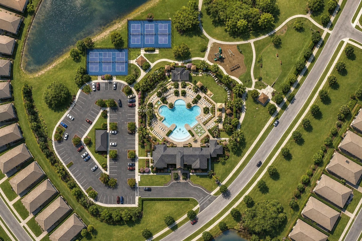 Rendered site plan and architectural visualization example by Blue Whale Designs