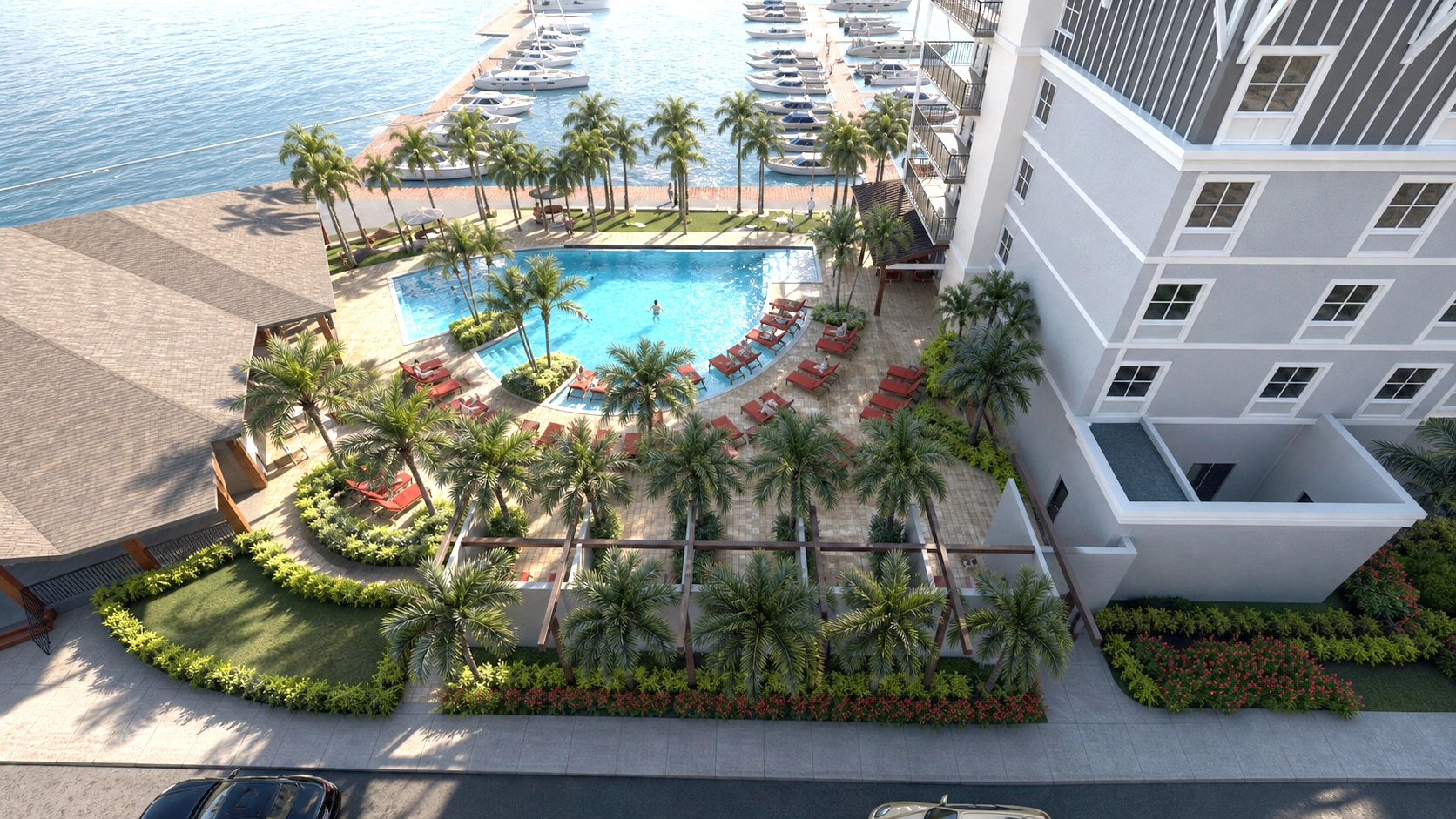 Luxury hotel resort 3D rendering