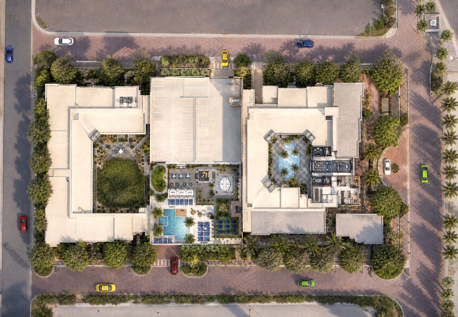 Mixed-use development site plan rendering